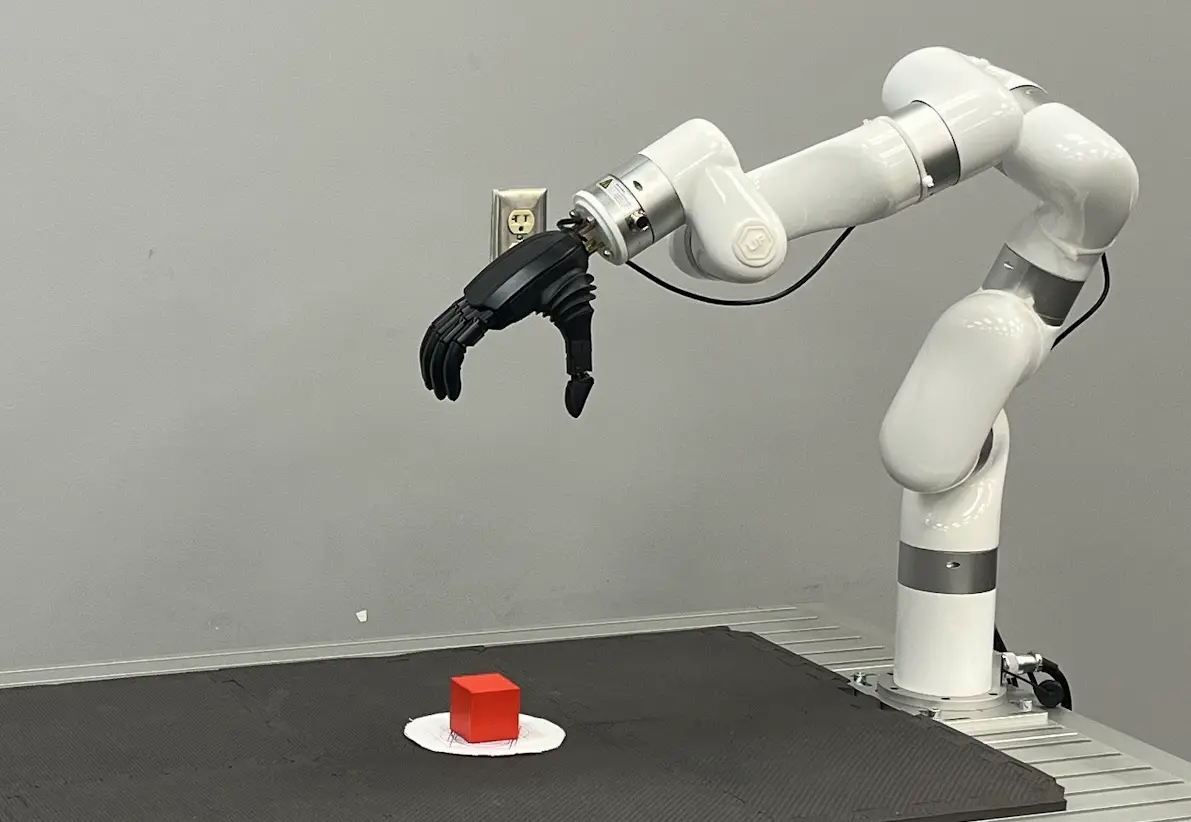 xArm7 robot arm fitted with a RealHand L6 hand